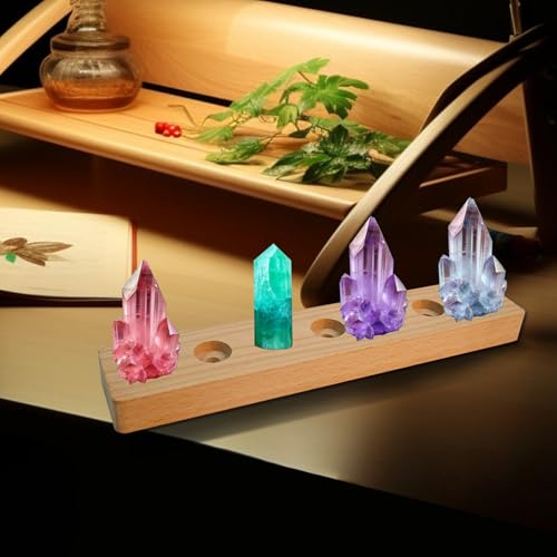 Image of JOJOCY 7 Colors Glass Ball Night Light with LED Wooden Base Rechargeable, 4cm /1.6in Healing Spheres Balls for Meditation & Decor Lights Gift for Friends Boys Girls Teacher (Base only)