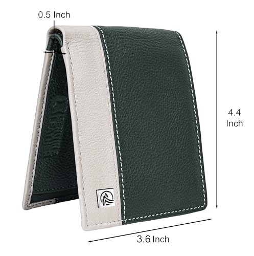Image of ANTONIO VALERIA Jake Green /Sand Leather Wallet for Men