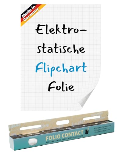 NOPAR Folio Contact Flipchart: die elektrostatische Flipchartfolie - haftet ohne Hilfsmittel auf nahezu allen Oberflächen, weß, 25 Blatt / Sheet 60x80cm