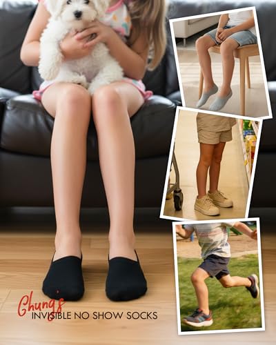 Image of CHUNG Toddler Little Boys Girls No Show Liner Cotton Socks Thin Multi Solid Color White Summer 10 Pack 2T-12Years