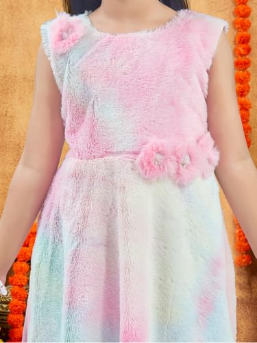 Image of Aarika Girls Multi Colour Tie & Dye Winter Woolen Frock