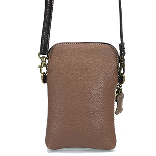 CHALA Cell Phone Crossbody Purse-Women PU Leather/Canvas Multicolor Handbag with Adjustable Strap - Toffy Dog - brown stripe2