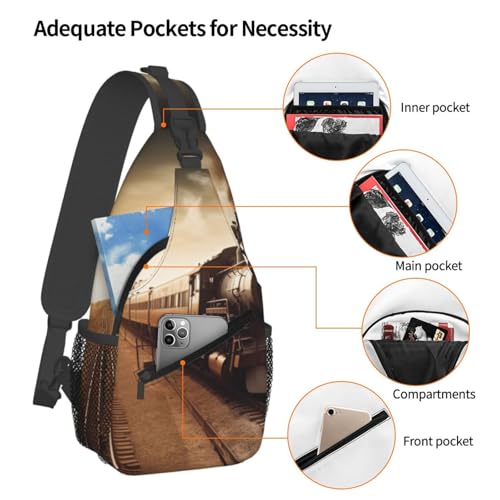 Bolsa cruzada de pecho para hombro, mochila diagonal negra miniatura 4