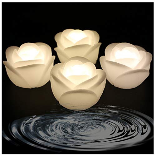 ARDUX LED Floating Candles, Rose-Shape Wax Waterproof Floating Candles Tealight Night Light Flameless