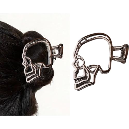 Pinza para cabello Halloween diseño calavera negra miniatura 1