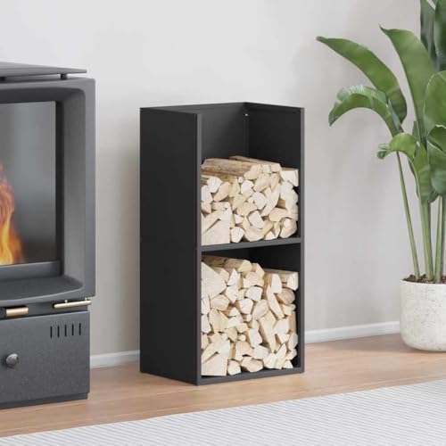 NQJIBUE Artículo- Estante de madera de fuego negro, 40 x 30 x 80 cm, acero laminado en frío, accesorios para chimenea y estufa de leña, estantes y soportes para leña