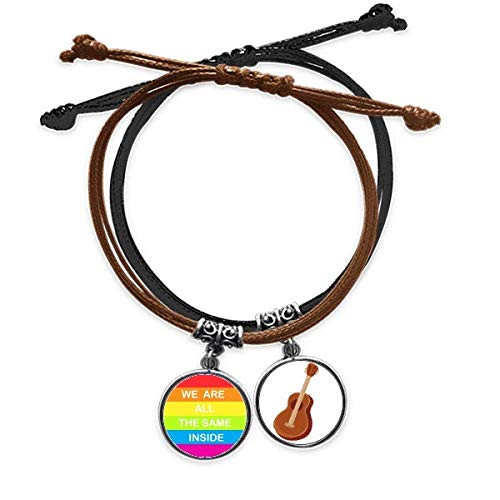 Pulsera del orgullo gay en cuero con guitarra ideal para regalo original