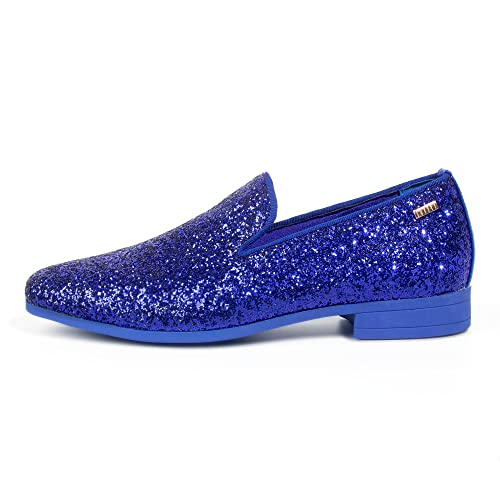 Image of ALLY UNION MAKE FORCE Mens Glitter Loafers Dress Slip on Party Wedding Penny Smoking Sparkly Shoes
