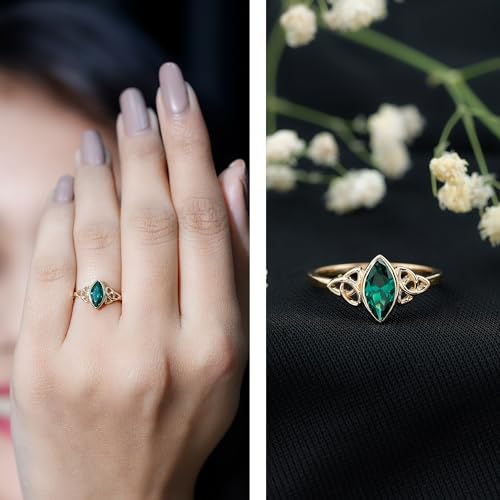 Certified Lab Grown Emerald Promise Ring, AAAA Quality, Emerald Celtic Knot Ring (Ready to Gift)2