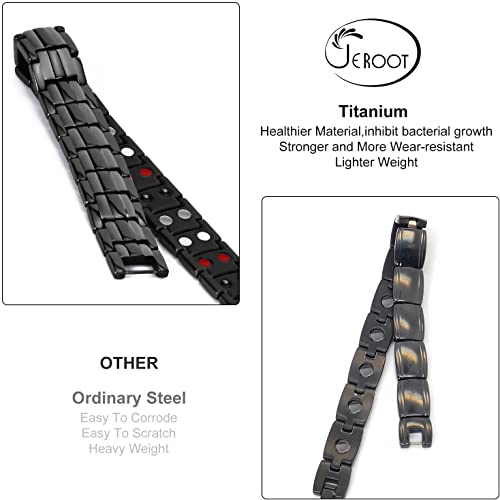 JEROOT Magnetarmband,Reines Titan-Power Herren Magnetische Armbänder für Arthritis Verschluss Armband Magnet Herren Gesundheit 4 Element Magnetarmband Energetix mit Einstellwerkzeug (3500 gauss) – Bild 4