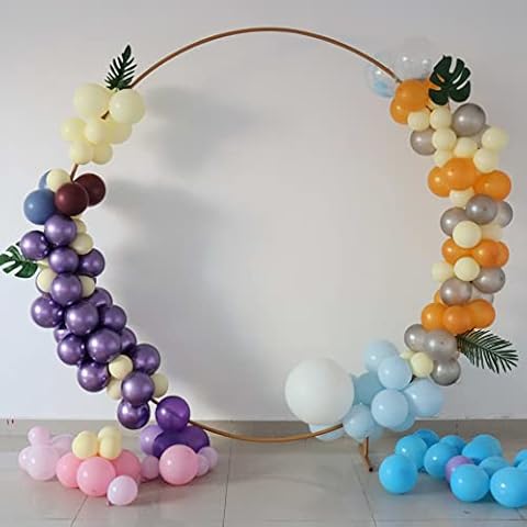 SKOLOO Circle Balloon Arch Frame, 7ft Large Round Arch Backdrop Stand for Birthday, Party,Wedding, Graduation,Fiesta, Bridal Shower, Baby Shower Decorations, Metal Arch Balloon Stand Kit Cover