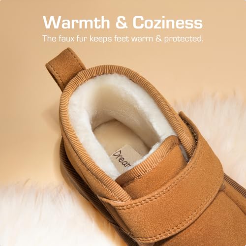 DREAM PAIRS Boys Boots Kids Girls Winter Warm Faux Fur Walking Ankle Boots FuzzyGo Kid's Cozy Tap for Toddler/Little Kid3