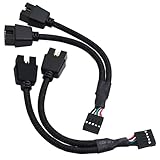 COMeap USB Header Splitter, Motherboard 9 Pin USB 2.0 to Dual 9 Pin Extension Header Cable for PC Computer Internal Motherboard USB Hub (Pack of 2)