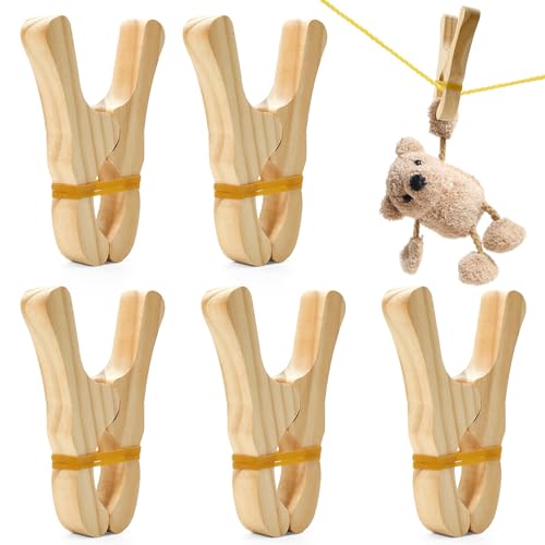 5 Pcs Wooden Play Clips Set for Kids Montessori and Waldorf Fort Building Clips, Handmade Wooden Clips for Play Silk & Blanket Construction