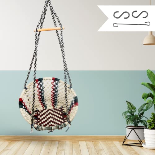 Curio Centre Make in India Round Cotton Rope Hanging Swing for Ad...