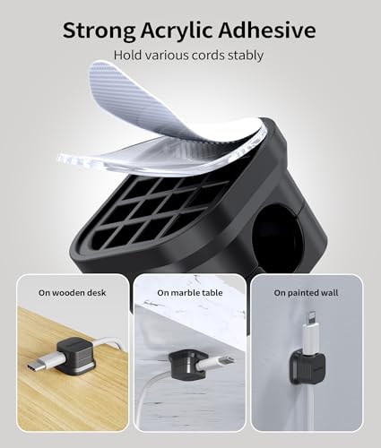 9 Pack Magnetic Cable Clips Cord Holder, Desk Cable Management Accessories, Cord Clips, Adhesive USB Wire Holder Keeper Organizer for Home Office Desk Phone Car Wall Desktop Nightstand - Black