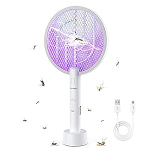 PALONE Fly Zapper 3000V Fly Killer met USB Opladen, Fly Swatter Veiligheid Netto Bescherming Witte Bug Zapper voor muggen, vliegen, bijen, motten