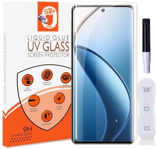 Image of STP FEEL UV Premium Tempered Glass Screen Protector Guard For Realme 12 Pro 5G / Realme 12 Pro Plus 5G (6.7 Inch, Pack of 1) Full Adhesive UV Curved Case Friendly HD Clarity with easy installation kit