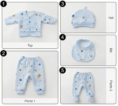 Image of Newborn Baby Winter Wear Set | 5-Piece Warm Clothing for Baby Boy & Girl (0-3 Months) - Jacket, Pants, Bib & Booties Winter Wear Clothes Winter Dess Clothing (White)