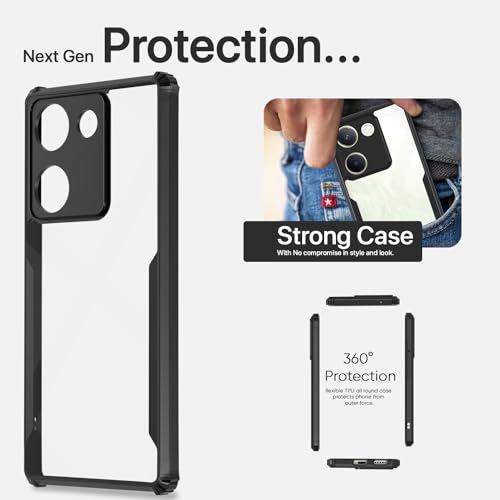 Image of Pikkme Vivo Y200 Pro 5G Back Cover | Crystal Clear Transparent Back | Ultra Hyrbid | Full Camera Protection | Raised Edge | Bumper Back Case (Black)