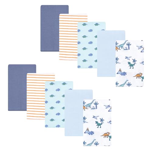 Image of Hudson Baby Unisex Baby Cotton Poly Flannel Burp Cloths, Pastel Dino 10 Pack, One Size