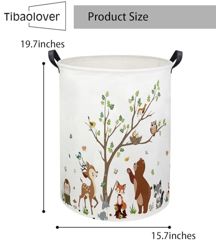 Image of Kids Laundry Basket Baby Hamper Toy Storage Bin for Boys Room Decor Baby Nursery Hamper Gift Baskets for Bedroom Bathroom(Tree Animal)