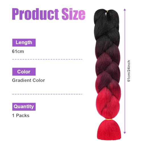 Aomig Braiding Hair Extensions, 1PC Ombre Braiding Hair, Jumbo Braids Hair Extension Synthetic Wig, Fashion Synthetic Braid Hair Extensions for Braiding Twist Braids Hair for Women - Image 2