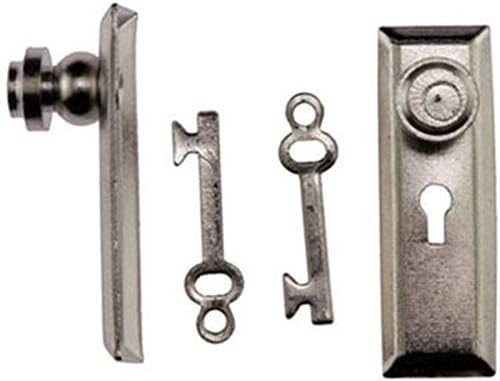 Dollhouse Miniature Satin Nickel Finish Door Knob w/Key Plate