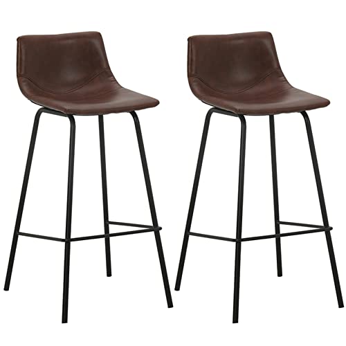 LULUMAIC Juego de Lujo de sillas de Bares de 2 Bares de 2 Barras de Altura de mostrador con Cuero de Cuero de Cuero Espalda Silla de Comedor Moderna sin Brazo con Patas de Metal