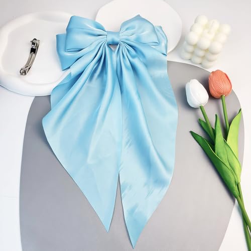 Pack de 6 Broches para el cabello en azul claro con lazo de satén para niñas y mujeres miniatura 3
