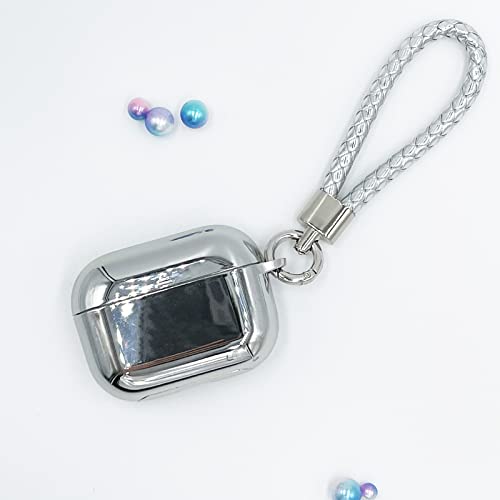 Airpods Pro Case Cover Koujaon Case Compatible For Airpods Pro Soft Tpu Plated Case Shockproof Protective Cover With Keychain For Airpods Pro (Silver) #TOP6