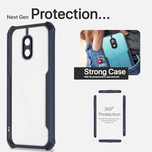 Image of Pikkme itel A23 Back Cover | Crystal Clear Transparent Back | Ultra Hyrbid | Full Camera Protection | Raised Edge | Bumper Back Case (Blue)