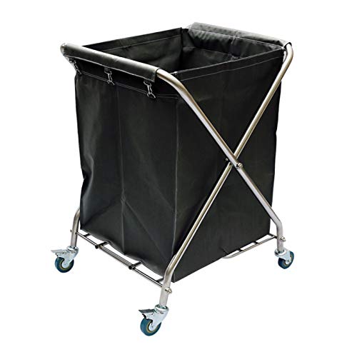 DFEDHF Trolleys,Beauty Salon Cart Trolley Folding Rolling Cart, Laundry Sorter Hamper with Heavy Duty Brake Wheel, Hotels/Lobby Stainless Steel Housekeeping Trolley/Blue