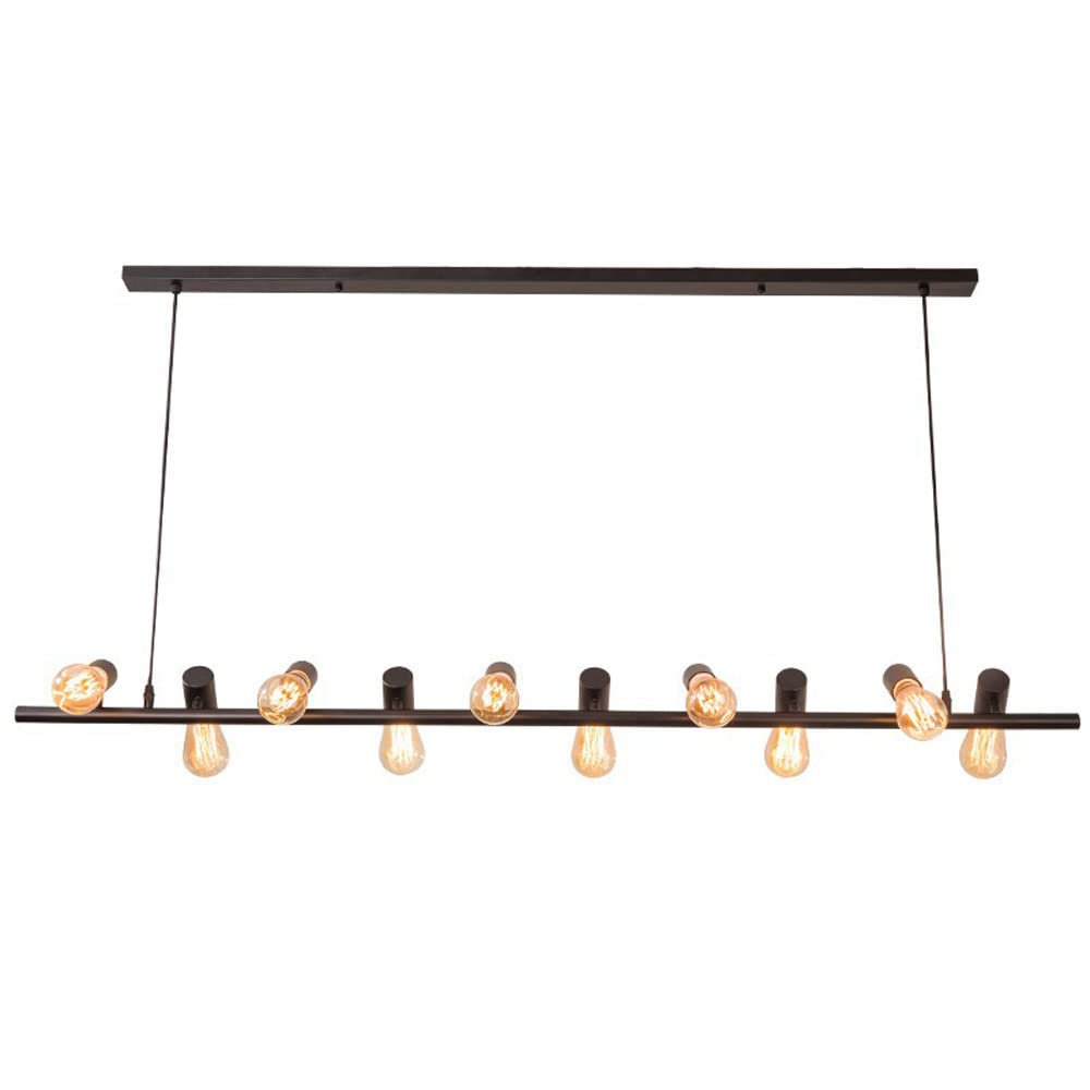 Luminaire suspendu linéaire en métal noir de style ferme chic avec 10 points de lumière
