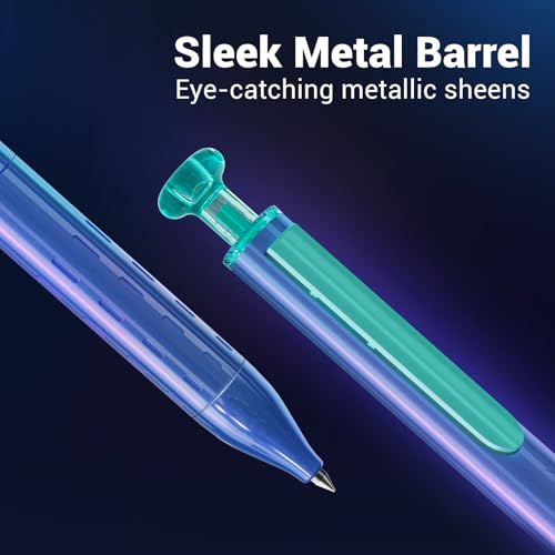 Image of WRITECH Gel Pens Black Ink: Sleek Metal Barrel Pen Fine Point 0.7mm Retractable 3ct No Smear Quick Dry Smooth Writing Silent Clicker Space Up Astroline