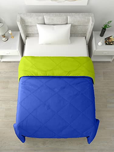 Image of Clasiko Reversible Single Bed Comforter; 60x90 Inches; 200GSM; Blue & Green