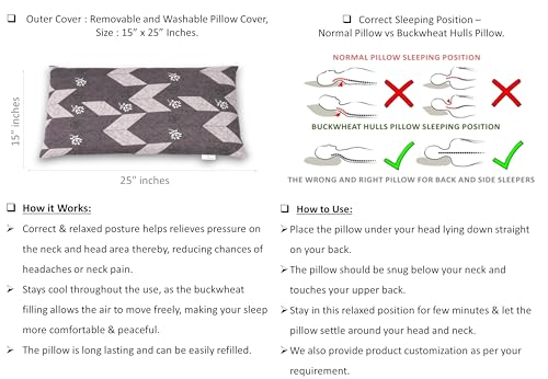 Image of Buckwheat Hulls Pillow |Pillow for Neck Pain | Shoulder Pain | Back Pain | Other Sleeping Problem (Purple - Zigzag Print)