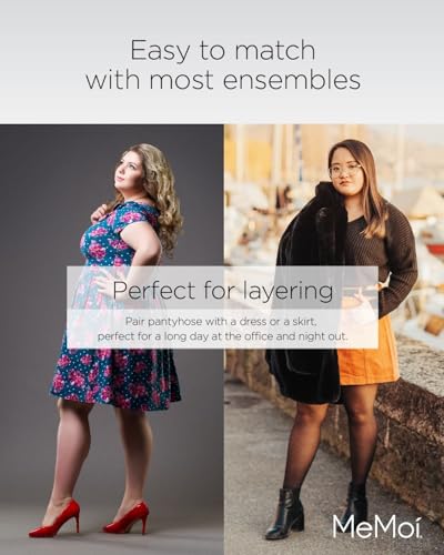 MeMoi Women's Leopard Sheer 20 Denier Control Top Tights, 3X-4X, Black4