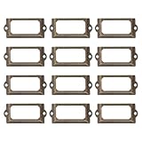Homoyoyo Portaetiquetas Metálico Vintage para Cajones 70x33 Mm, Juego de 12 Marcos de Hierro Antiguo con Acabado Suave, Organizador Funcional para Oficina, Biblioteca y Muebles