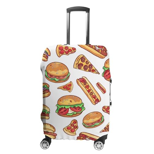 Fast Food Burger Hot Dog Pizza Travel Luggage Cover Suitcase Protector Anti-scratch Suitcase Cover Washable Baggage Covers S
