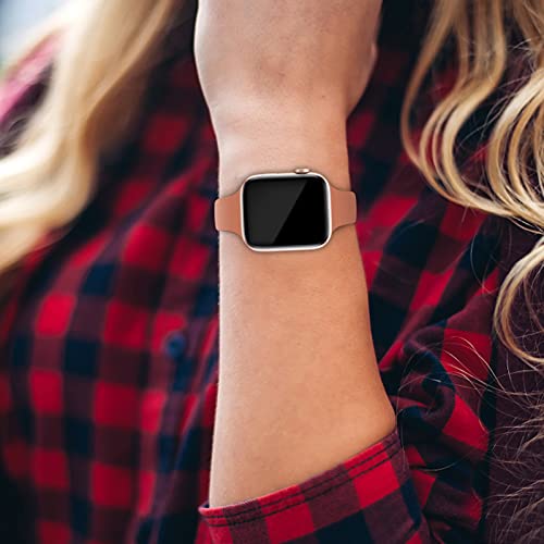 Image of Thin Slim Band Compatible with Apple Watch 38mm 40mm 41mm 42mm 44mm 45mm 46mm 49mm, Replacement Silicone Sport Strap for iWatch Series 11 /10 /9 /8 /7 /6 /5 /4 /3 /2 /1 Ultra SE Women Men, Brown