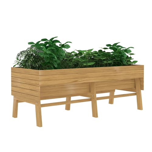 6 x 3 x 2FT Raised Garden Bed with Legs Large Outdoor Elevated Wood Planted Box with Liner for Vegetable Flower Backyard and Patio Natural