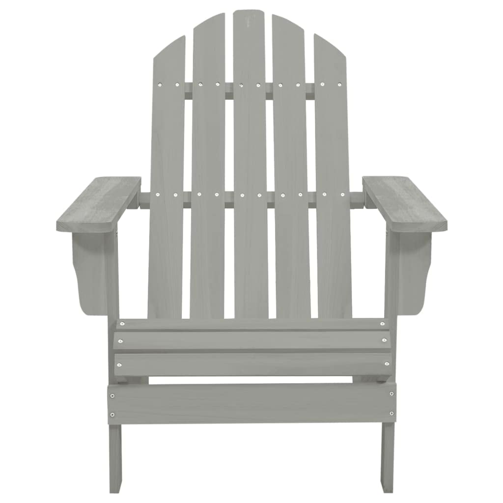 Set Sedia Adirondack con Ottomana e Tavolo da Giardino Grigio | Struttura ergonomica in abete massello grigio con poggiapiedi e tavolino per relax outdoor in giardino o terrazzo.