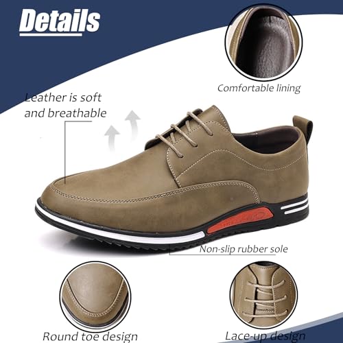 Men's Leather Oxford Casual Shoes Business Lace-Up Flat Non-Slip Fashion Dress Loafers Work Walking Driving Oxford Sneakers3