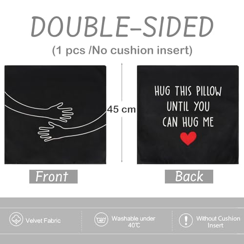 COLOFALLA Hug This Pillow Until You Can Hug Me (NO Cushion Insert) Girlfriend Boyfriend Pillow Cushion Cover Long Distance Relationship Gifts 45x45cm Christmas Valentines Gifts for Him Her - Image 2