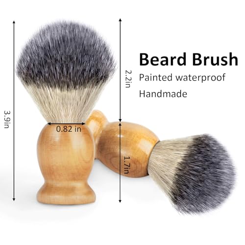 Bassion Shaving Brush for Men, Wet Shave Using Cream & Soap, Wood Handle Hair Salon Brush for Safety Shaving Razor, Straight Razor, Father's Day for Dad Boyfriend (Brown) - Image 4