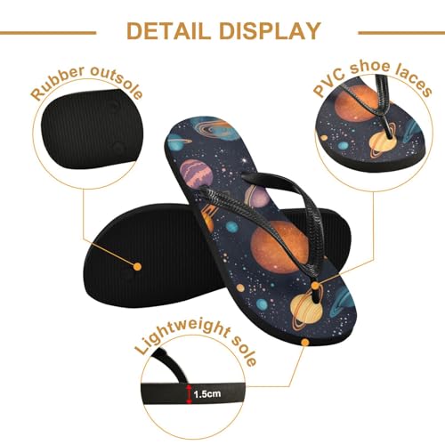 Space Planets Beach Summer Casual Flip Flop Sandals Non-Slip Quick Dry for Women Men 214B28342