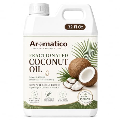 Image of AROMATICO Fractionated Coconut Oil for Skin, Massage and Essential Oil Dilution, Lightweight Carrier Oil for Body Care, Hair Care and DIY Beauty - 946 ml