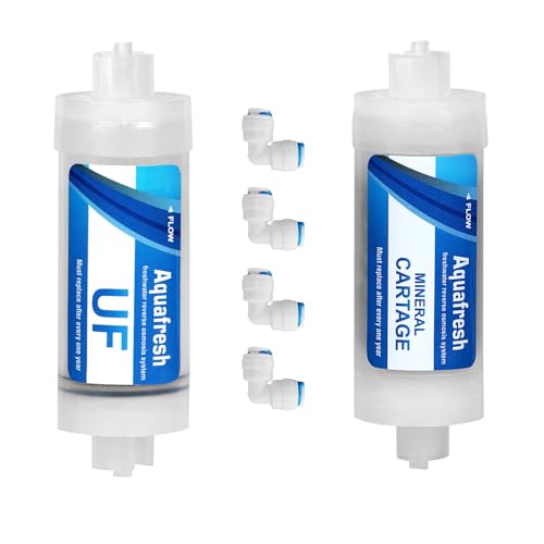 Image of Aqua Fresh Set of 4 inch UF Cartridge & Mineral Cartridge for RO Water Purifier with 4 D-Push Elbow Connectors Water Purifier with RO Technology for Home (UF Mineral Cartridge)