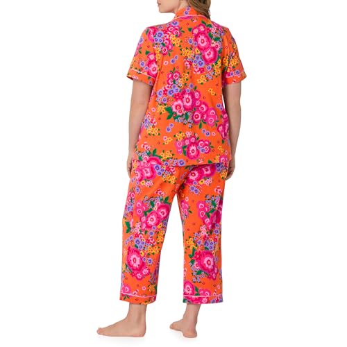 Image of Bed Head PJs Womens Matching Pajamas - Soft Organic Cotton Button Down PJ Shirt & Cropped Pants Set - Loungewear & Sleepwear